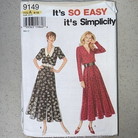 Vtg Simplicity Pattern 9149 Misses‎ Midi Dress - Picture 1 of 7